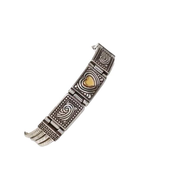 Brighton Two Tone Heart Silver Gold Retired Bracelet - Picture 3 of 5